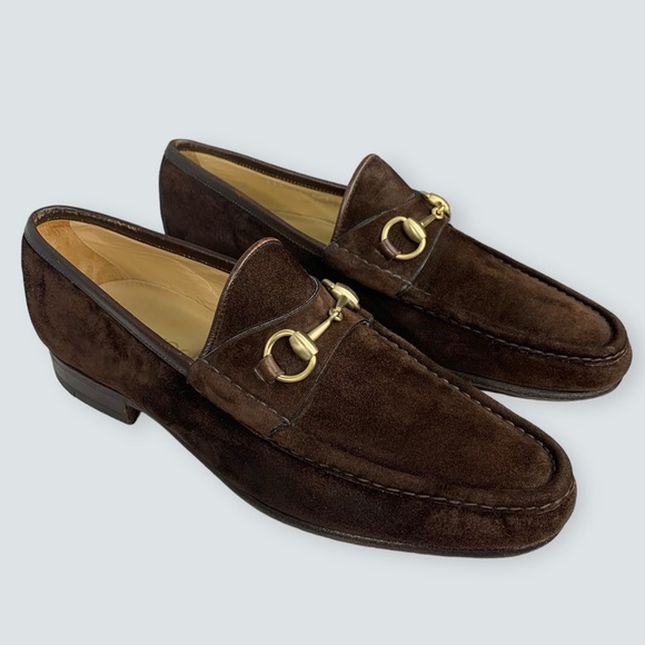 Gucci Other - GUCCI Men’s Loafers Size 42 Horsebit Brown Suede